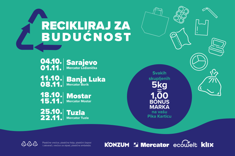 Recikliraj za budućnost – Konzum BiH i Weltplast u zajedničkoj borbi protiv plastičnog otpada