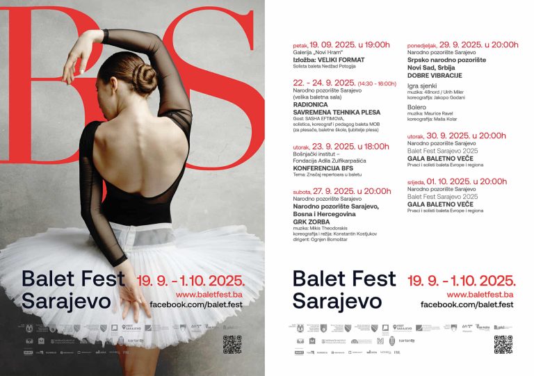 Balet Fest Sarajevo 2025. godine: Čarolija pokreta i plesa od 19. septembra do prvog oktobra
