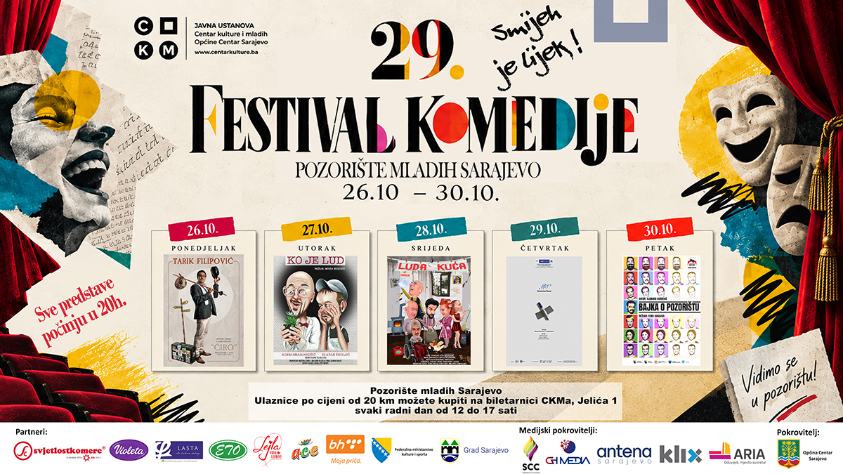 Festival komedije „Smijeh je lijek“ od 26. do 30. oktobra u Pozorištu mladih