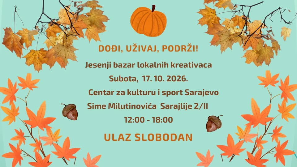 Jesenji bazar lokalnih kreativaca: Ove subote otkrijte unikatne rukotvorine
